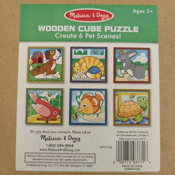 Melissa & Doug - Wooden Cube Puzzle - Create 6 Pet Scenes - 16 Pieces - ages 3+ - Picture 5 of 7